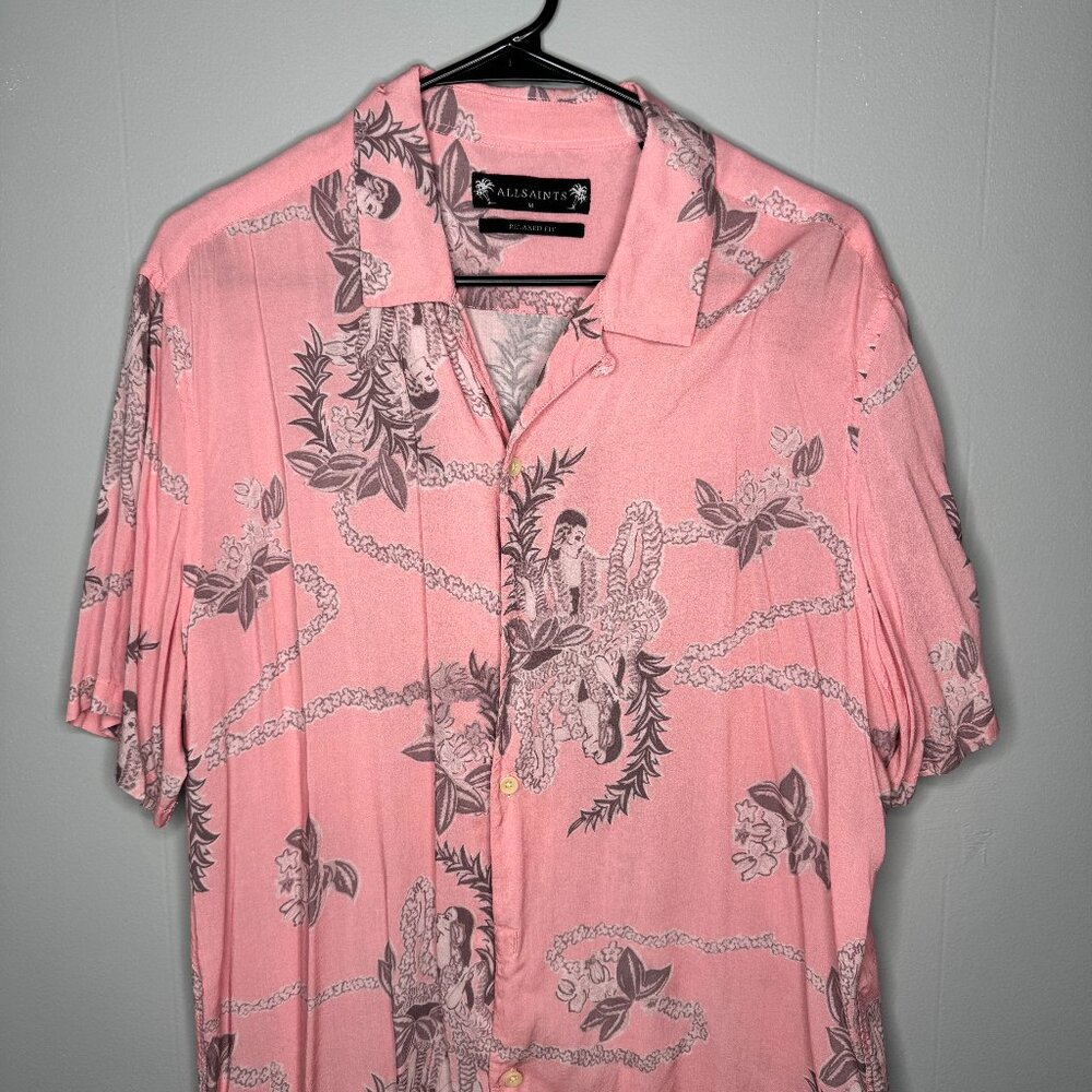 All Saints Relaxed Fit Pink Resort Shirt
